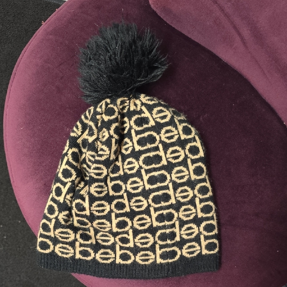 bebe Black and Gold Knit Beanie - Picture 2 of 6
